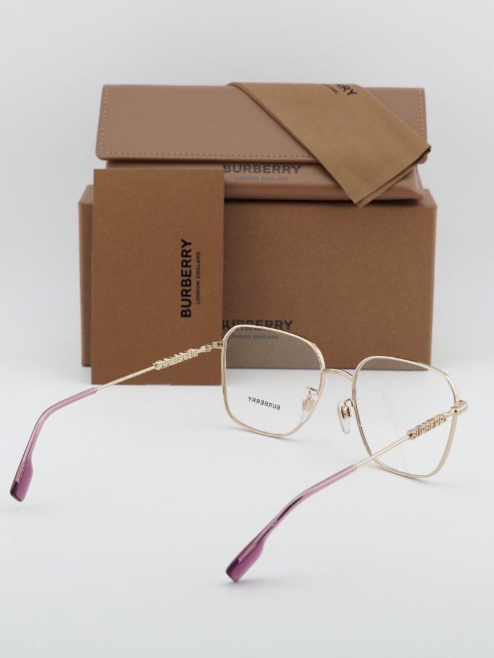 Burberry BE1382D 1357 Square Eyeglasses 55mm - Gold / Purple - Picture 8 of 10